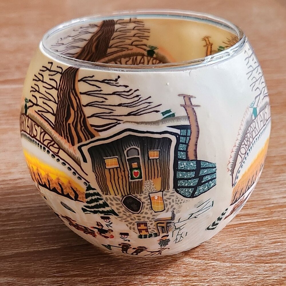 Painted glass tea light candle holder